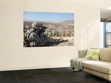 US Army Soldier Scans His Sector of Fire with His M14 Rifle in Afghanistan