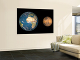 Artist's Concept Comparing the Size of Mars with That of the Earth