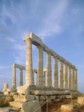 Poseidon Temple  in the evening light in  Sounion National Park  Attica  Greece