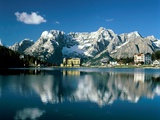 View of town  Lake Misurina  Alps  Italy