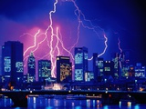 Lightning over the skyline of Frankfurt/Main