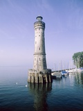 Harbour entrance with lighthouse of Lindau at the Lake Constance (Bavaria  Germany)
