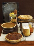 Autumn Pies: Apple/Pear  Pumpkin  and Pecan with Honey and Whipped Cream