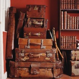 Stack of Antique Leather Suitcases