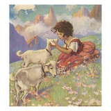 Illustration of Heidi and Her Goats by Jessie Willcox Smith