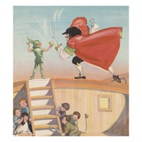 Illustration of Peter Pan and Captain Hook Sword Fighting by Roy Best