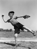 1930s Boy Pitching Throwing Baseball