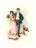 Illustration of a Couple Bowling by Mabel Humphrey