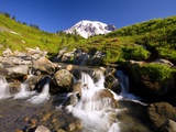 Waterfall and Mt Rainier