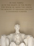 Statue and Inscription at Lincoln Memorial