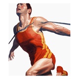 man running across finish line