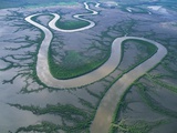 Meandering river in the Kimberley Region of Western Australia  aerial view