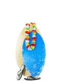 Surfboard flipflops and a garland of flowers