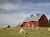 Hay Bales and Red Barn