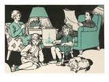 Illustration of a Family Relaxing at Home by Marguerite Davis