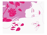 Woman Laying Next to Flowers and Butterfly