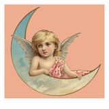 Illustration of an Angel and a Crescent Moon