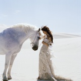 Young Woman with White Horse