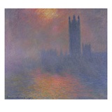 Houses of Parliament  London  with the Sun Breaking Through the Fog
