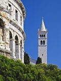 Roman Amphitheater and Church Bell Tower in Pula