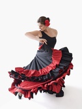 Salsa dancer twirling her skirts
