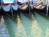 Gondolas Moored on Canal in Venice