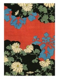 Illustration of Red and Black Design with Daisies