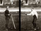 1890s 1900s Two Images Of Boy In Knickers Holding Baseball Bat And Pitching Ball