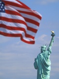 Statue of Liberty and American Flag