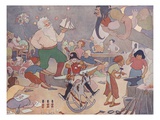 Illustration of Elves at Work in Santa's Workshop by E Boyd Smith