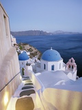 Whitewashed Stairs and Hillside Town