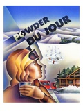 Woman watching skiers coming down the slope