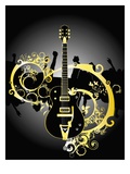 Abstract Design Between Guitar and Crowd