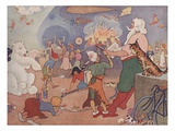 Illustration of Elves in Santa's Workshop by E Boyd Smith