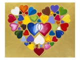 multicoloured heart shapes
