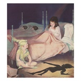 Illustration of Peter Pan and Wendy Talking at Night by Roy Best