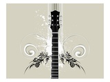 neck of guitar and swirl designs