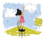 Imaginative little girl