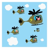Monsters flying helicopters