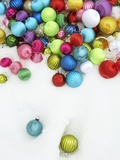 Christmas ornaments on snow