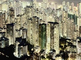 Hong Kong skyscrapers and apartment blocks at night