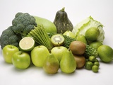 Stack of green fruits and vegetables