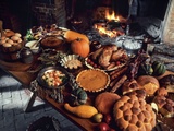 Table set with holiday foods