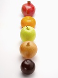Five fruits and vegetables in a row