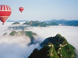 Hot air balloons above the Great Wall