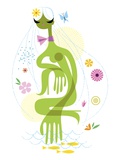 Woman with hand in pond