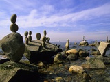 Balanced Rocks Along Seawall  Stanley Park  Vancouver  British Columbia  Canada