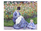 Camille Monet and a Child in the Artist's Garden in Argenteuil