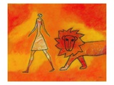 Woman Walking with a Lion