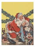 Santa Claus with toys and Christmas stocking
